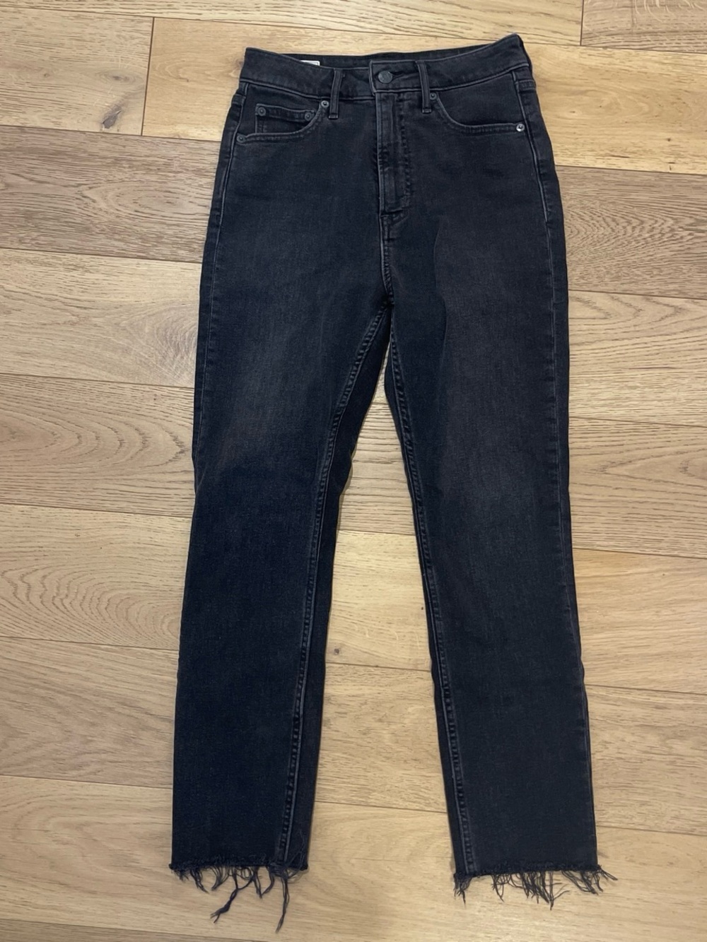 Black Womens Gap High-Rise Raw Hem Jeans